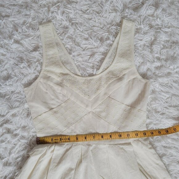 American Eagle Outfitters Ivory Color Skater Dress with Chiffon Eyelet - Picture 10 of 13